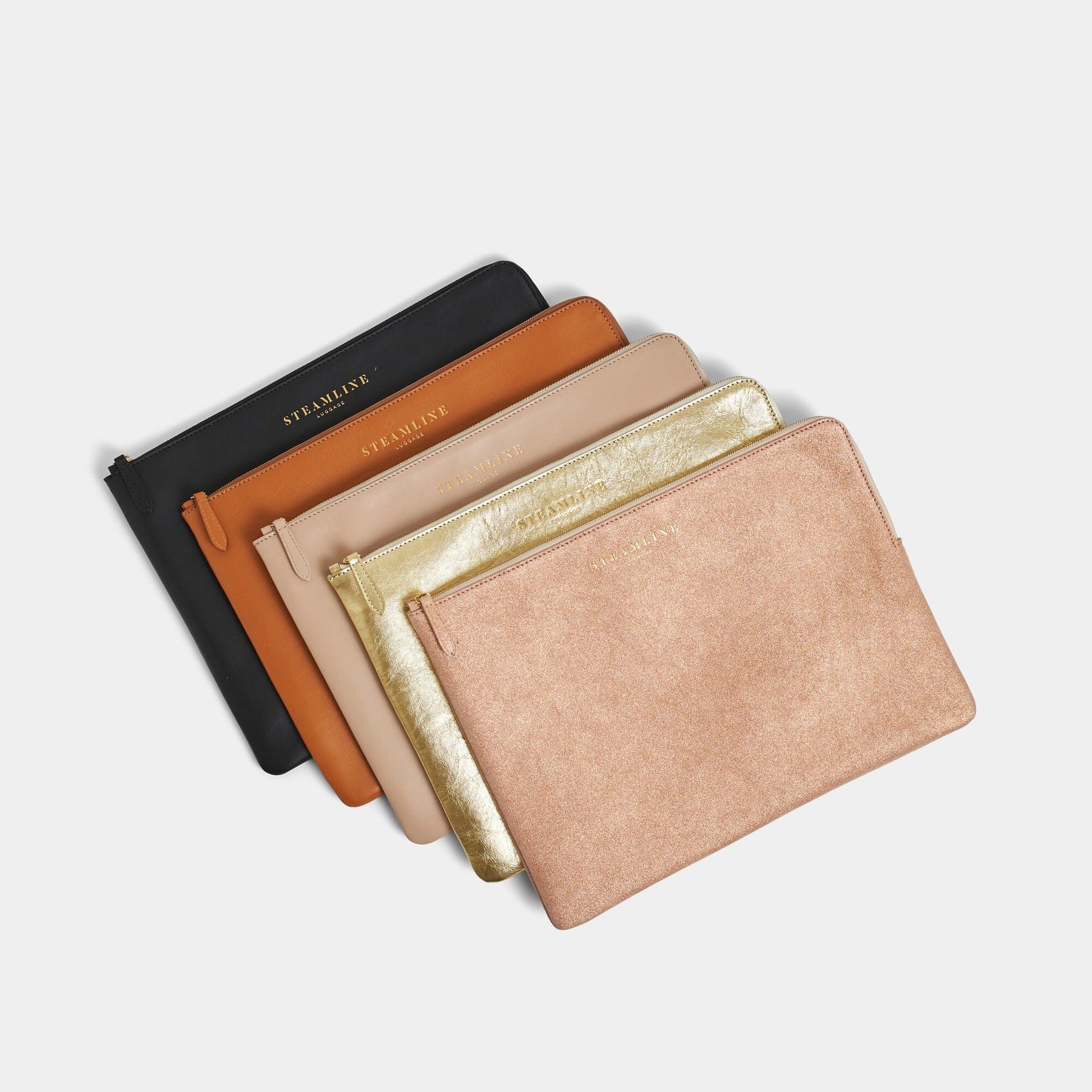 five colour options available in the leather laptop case