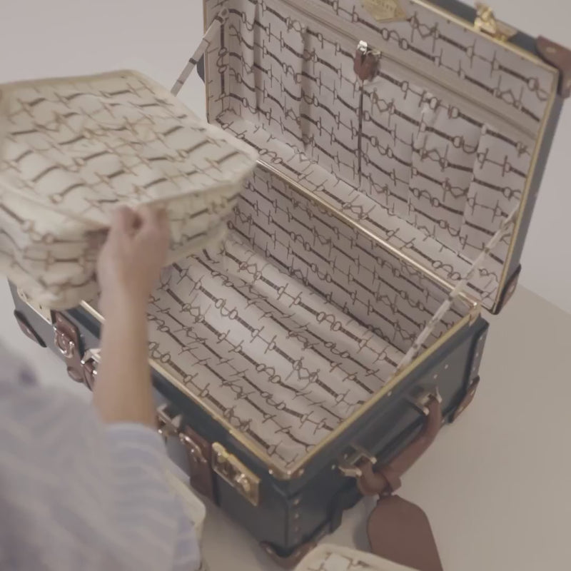 video of packing cube set in carry-on vintage luggage