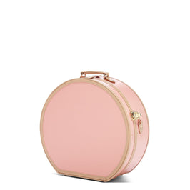 Angled product view of the deluxe hatbox Correspondent fibreboard suitcase in pink