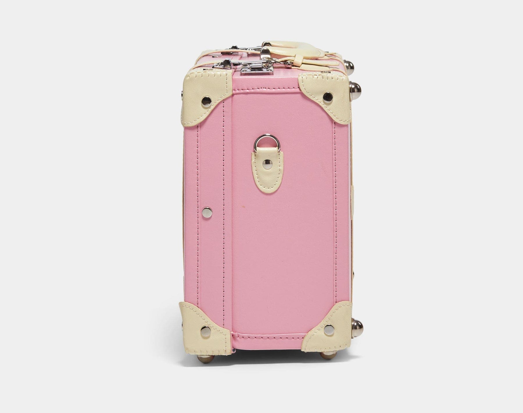 Side product view of the overnighter Entrepreneur vegan leather suitcase in  pink