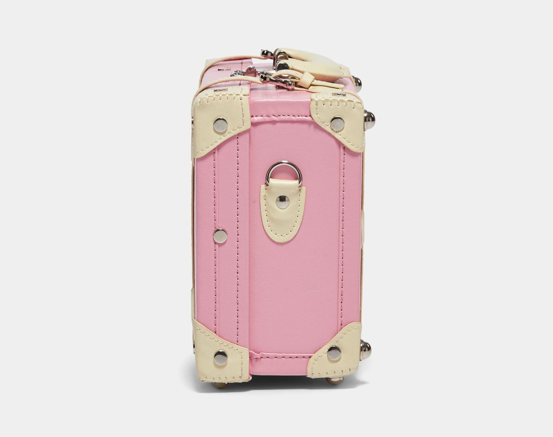 Side product view of the vanity Entrepreneur vegan leather suitcase in  pink